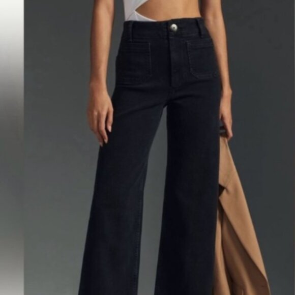 Pilcro Anthropologie The Day Tripper Womens Denim Wide Leg Crop Pants Size 29 - Picture 6 of 14